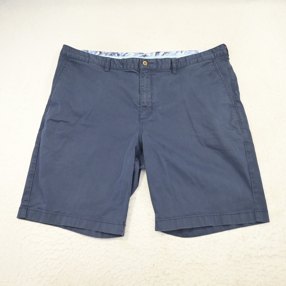 Tommy Bahama Shorts Mens 42 Blue Chino Cotton Tencel Stretch Flat Front Casual